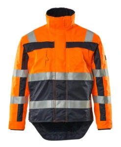 Mascot Teresina Hi-Vis Waterproof Winter Work Jacket Orange/Navy (Sizes S-5XL)