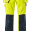 Mascot Almas Hi-Vis Trade Work Trousers Yellow/Navy (Various Sizes)