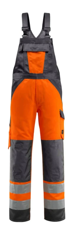 Mascot Light Hi-Vis Bib & Brace Work Coverall Orange/Grey (Various Sizes)