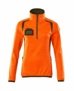 Mascot Womens Hi-Vis Half Zip Work Fleece Jumper Orange/Green (Sizes XS-5XL)