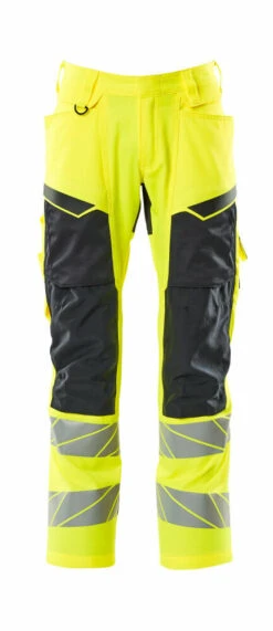 Mascot Hi-Vis Stretch Zone Work Trousers Yellow/Dark Navy Blue (Various Sizes)30.5in Waist / 30in Leg