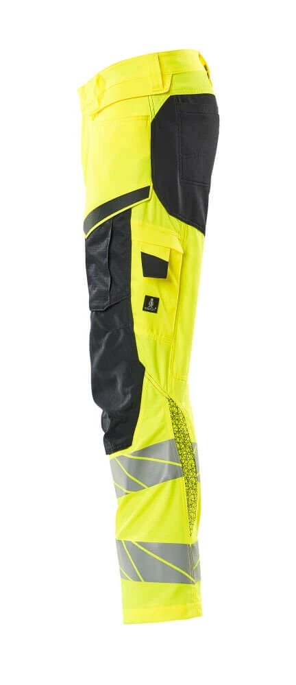 Mascot Hi-Vis Stretch Zone Work Trousers Yellow/Dark Navy Blue (Various Sizes)30.5in Waist / 30in Leg 2 Mascot Hi-Vis Stretch Zone Work Trousers Yellow/Dark Navy Blue (Various Sizes)30.5in Waist / 30in Leg - Image 2