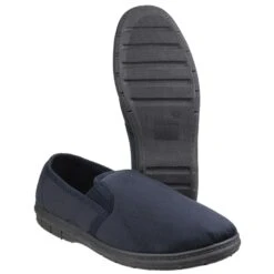 Fleet & Foster John Twin Gusset Memory Foam Slippers Navy (Sizes 6-12) 10 Fleet & Foster John Twin Gusset Memory Foam Slippers Navy (Sizes 6-12) -Household Tools 24308 40102 fc 1