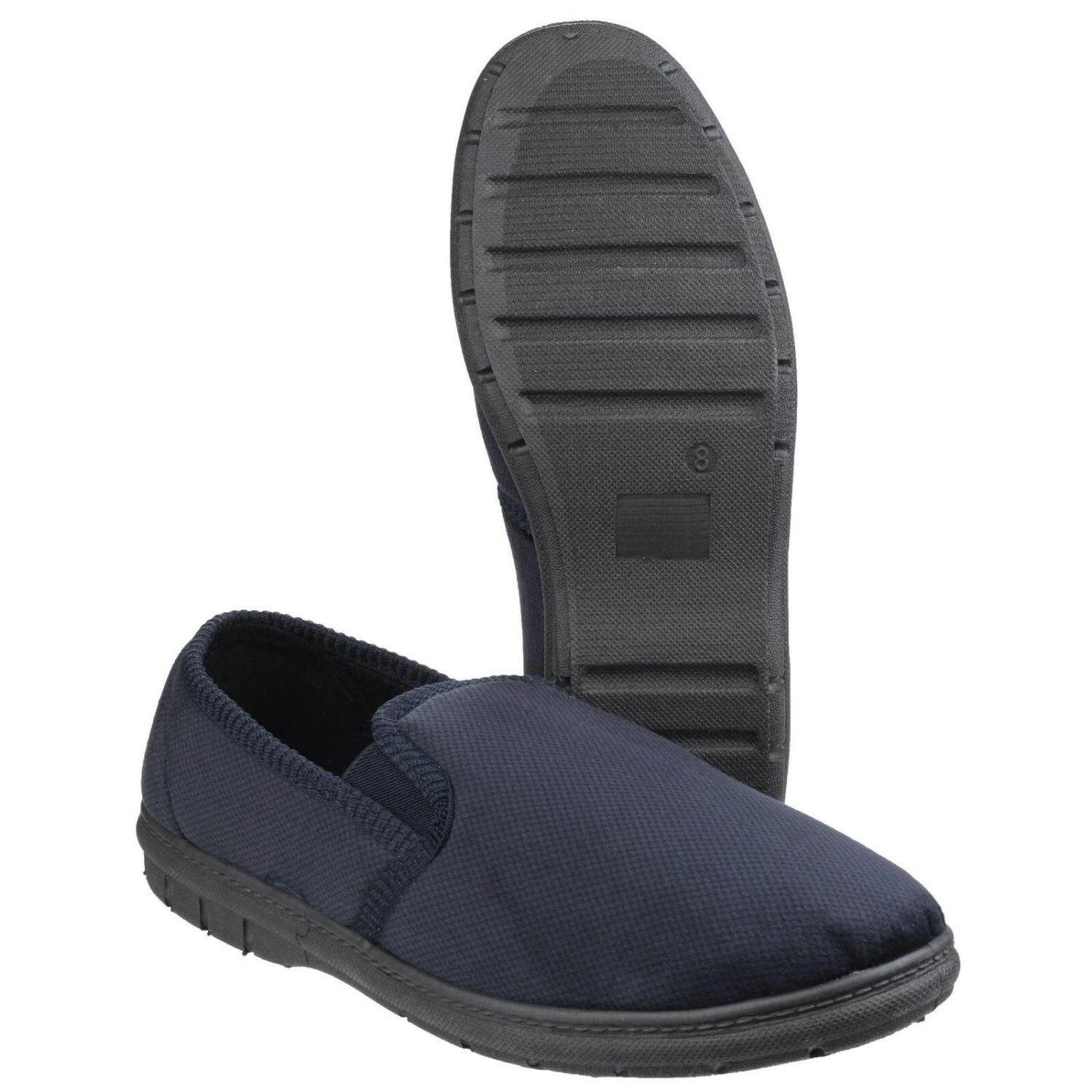 Fleet & Foster John Twin Gusset Memory Foam Slippers Navy (Sizes 6-12) 4 Fleet & Foster John Twin Gusset Memory Foam Slippers Navy (Sizes 6-12) - Image 4