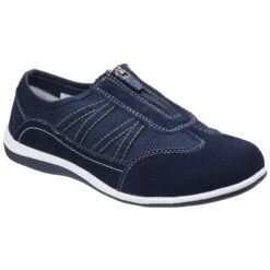 Fleet & Foster Mombassa Womens Comfort Zip Trainer Shoes Navy (Sizes 3-8)