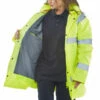Beeswift Hi-Vis Fleece Lined Traffic Work Jacket Yellow (Sizes S-6XL)