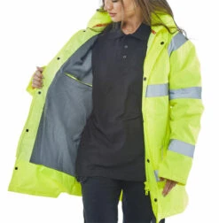 Beeswift Hi-Vis Fleece Lined Traffic Work Jacket Yellow (Sizes S-6XL)