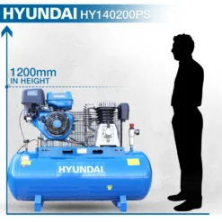 Hyundai HY140200PES Petrol Air Compressor 29cfm Belt Drive 200-Litre With Cast Cylinder -Household Tools HY140200PS 02 1 scaled