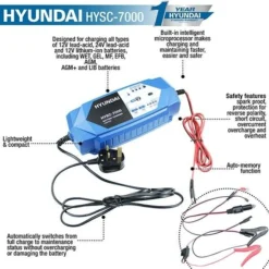Hyundai HYSC7000 Smart Battery Charger For 12/24v Batteries -Household Tools HYSC7000 04