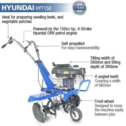 Hyundai HYT150 Petrol 4-Stroke Garden Trencher 60cm/24in -Household Tools HYT150 04