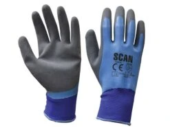 Scan Waterproof Latex Work Gloves Blue - L (Size 9)