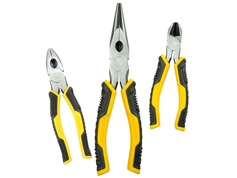 Stanley Control Grip Combination Diagonal Long Nose Pliers Set 3-Piece 1 Stanley Control Grip Combination Diagonal Long Nose Pliers Set 3-Piece