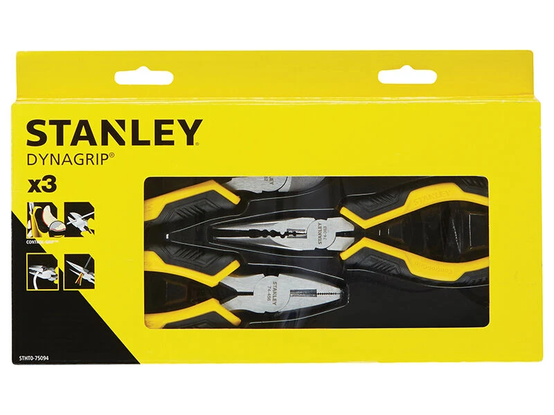 Stanley Control Grip Combination Diagonal Long Nose Pliers Set 3-Piece 2 Stanley Control Grip Combination Diagonal Long Nose Pliers Set 3-Piece - Image 2