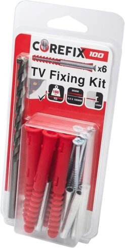 Corefix 100 Dot & Dab TV Wall Plug & Screws Red Pack Of 6