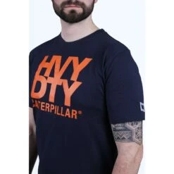 Caterpillar Heavy Duty Work T-Shirt Navy Blue (Sizes S-2XL) -Household Tools gbt 34916 64283 w h 1