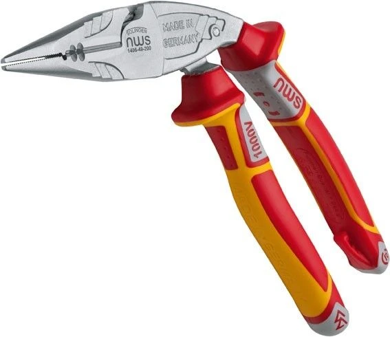 NWS VDE Ergonomic Electrician's Spring Loaded Long Nose Pliers 200mm 1 NWS VDE Ergonomic Electrician's Spring Loaded Long Nose Pliers 200mm